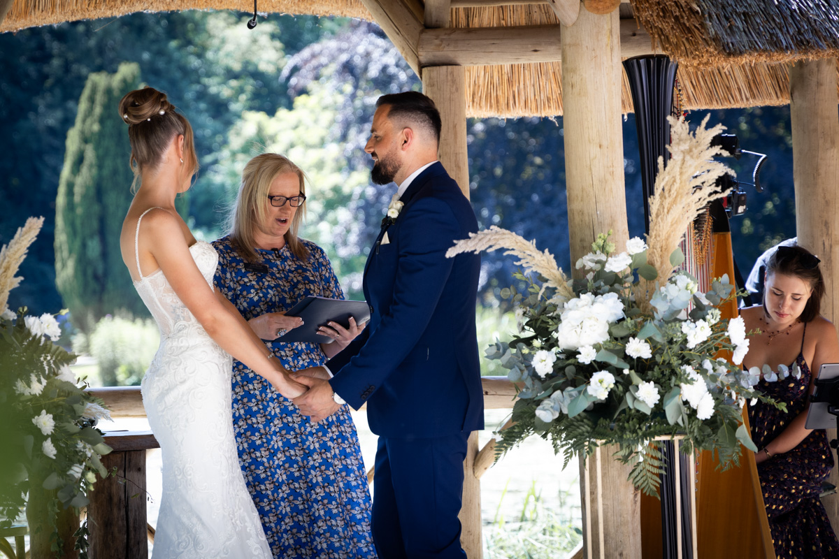 Deb Reed Celebrant Colchester Essex, officiating at the wedding of Cheyney and Albert.